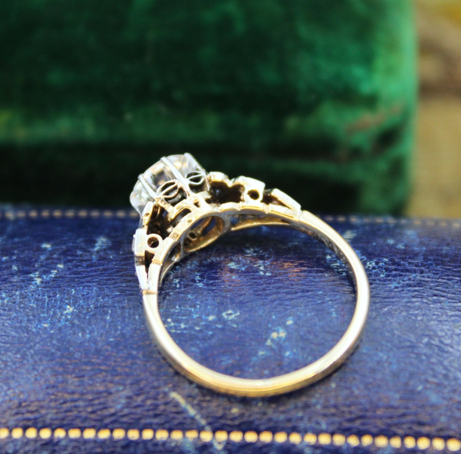 A Beautiful 0.85 Carat Diamond Solitaire Engagement Ring, with detailed Diamond set Foliate Shoulders, Plausibly English, Circa 1920 - Robin Haydock Antiques