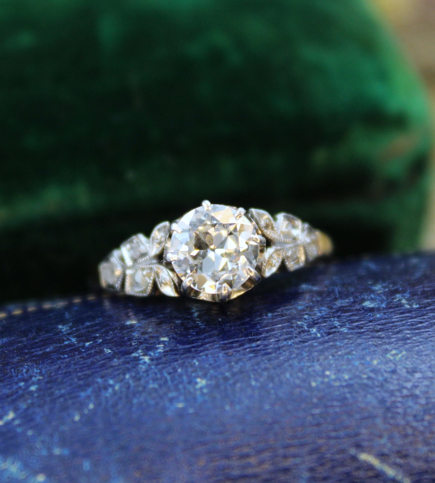 A Beautiful 0.85 Carat Diamond Solitaire Engagement Ring, with detailed Diamond set Foliate Shoulders, Plausibly English, Circa 1920 - Robin Haydock Antiques