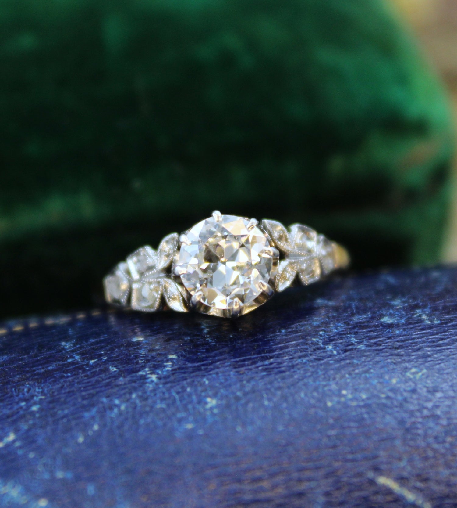 A Beautiful 0.85 Carat Diamond Solitaire Engagement Ring, with detailed Diamond set Foliate Shoulders, Plausibly English, Circa 1920 - Robin Haydock Antiques