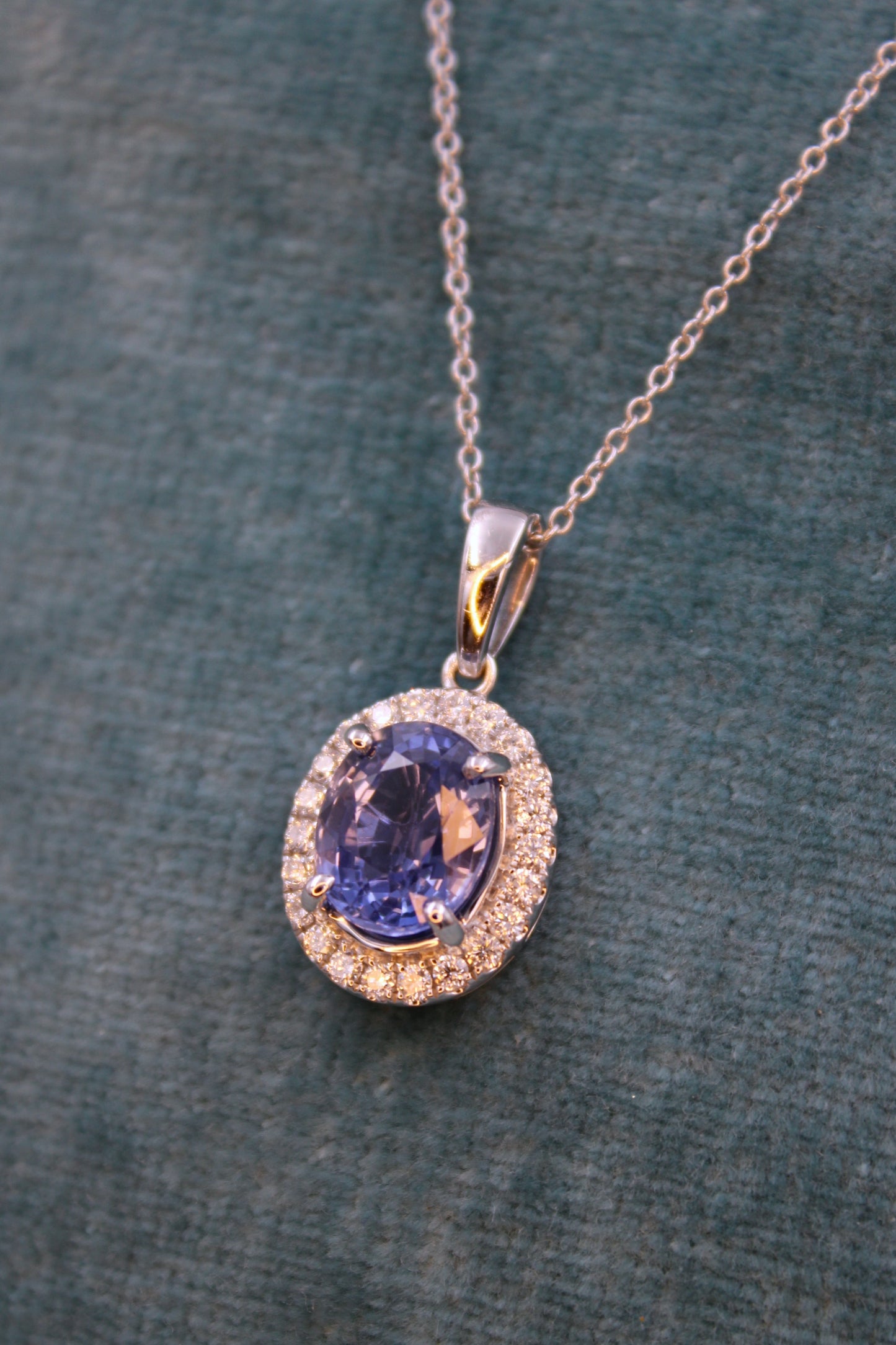 A Natural 2.20 Carat Sapphire and Diamond Pendant, English, Pre-owned - Robin Haydock Antiques