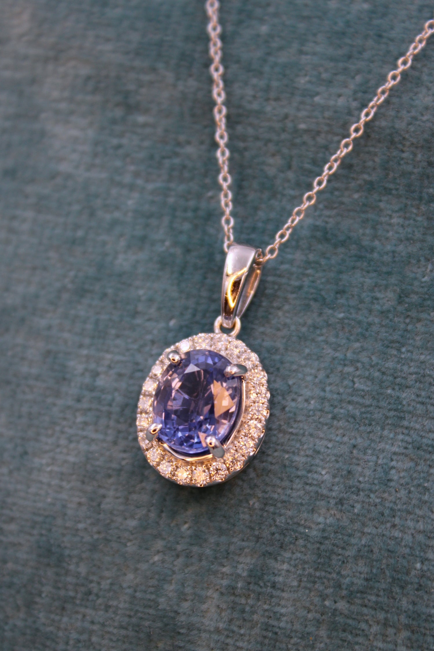 A Natural 2.20 Carat Sapphire and Diamond Pendant, English, Pre-owned - Robin Haydock Antiques