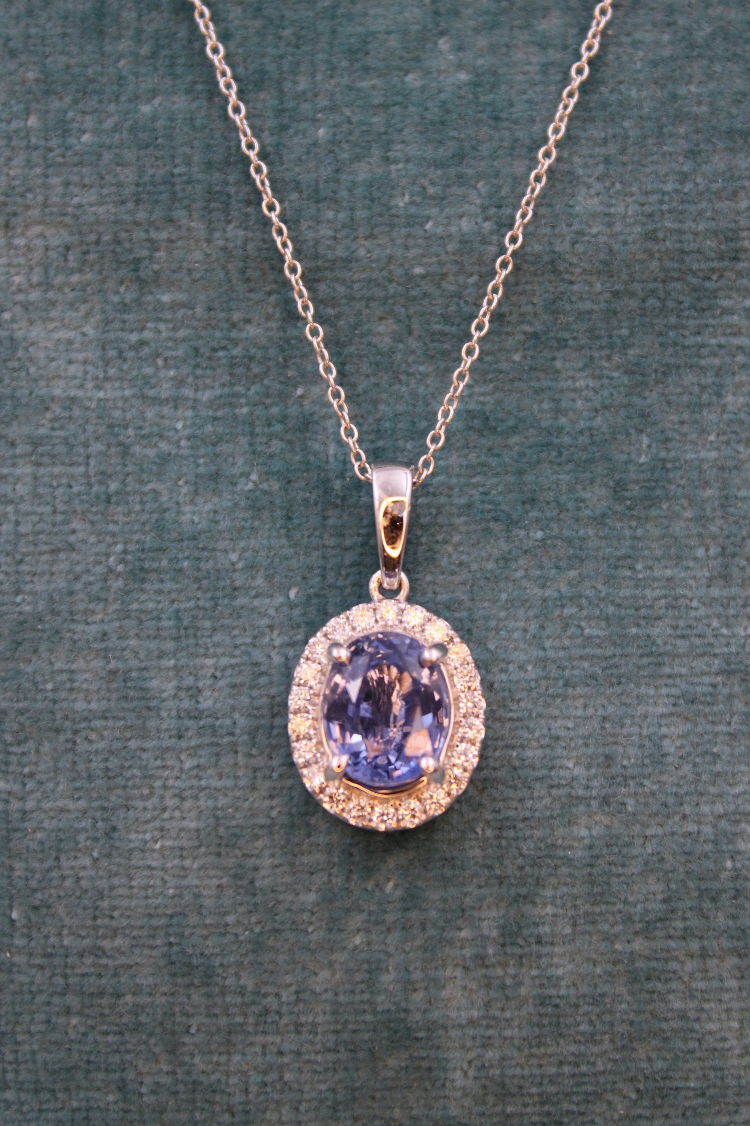 A Natural 2.20 Carat Sapphire and Diamond Pendant, English, Pre-owned - Robin Haydock Antiques