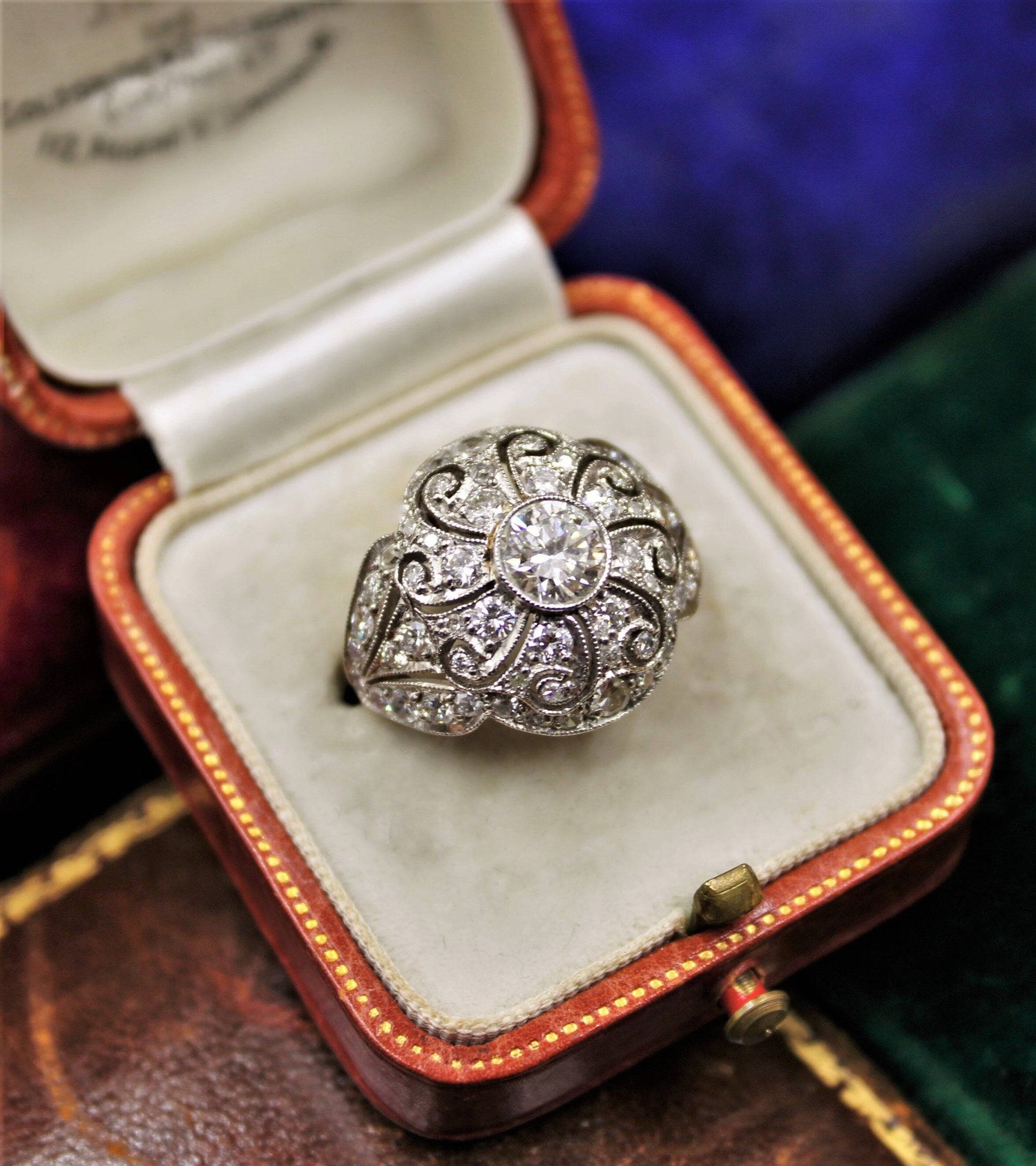 A very beautiful & stylish Art Deco Diamond Demi-Bombé Ring mounted in Platinum, Circa 1935 - Robin Haydock Antiques