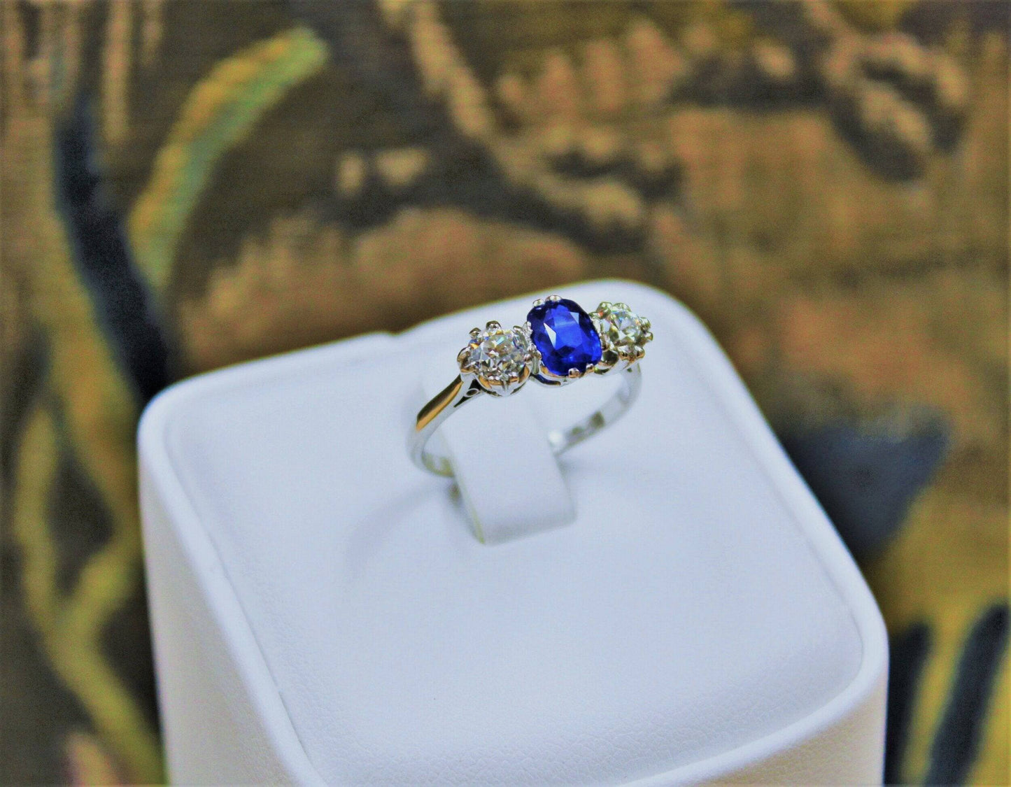 An extremely beautiful Sapphire and Diamond Three Stone Ring, Circa 1935 - Robin Haydock Antiques