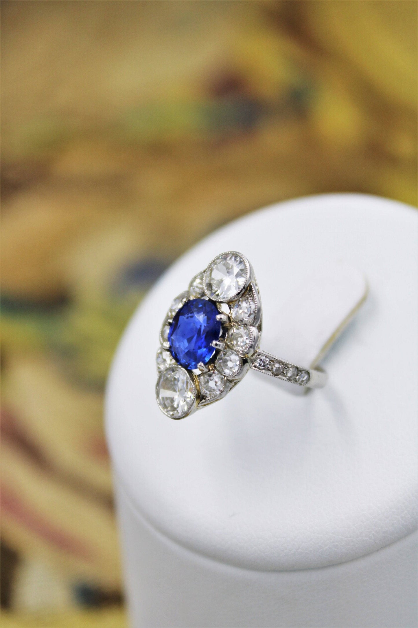 An extraordinary example of an "Art Deco" Sapphire, Diamond & Platinum Ring, Circa 1920-1930. - Robin Haydock Antiques