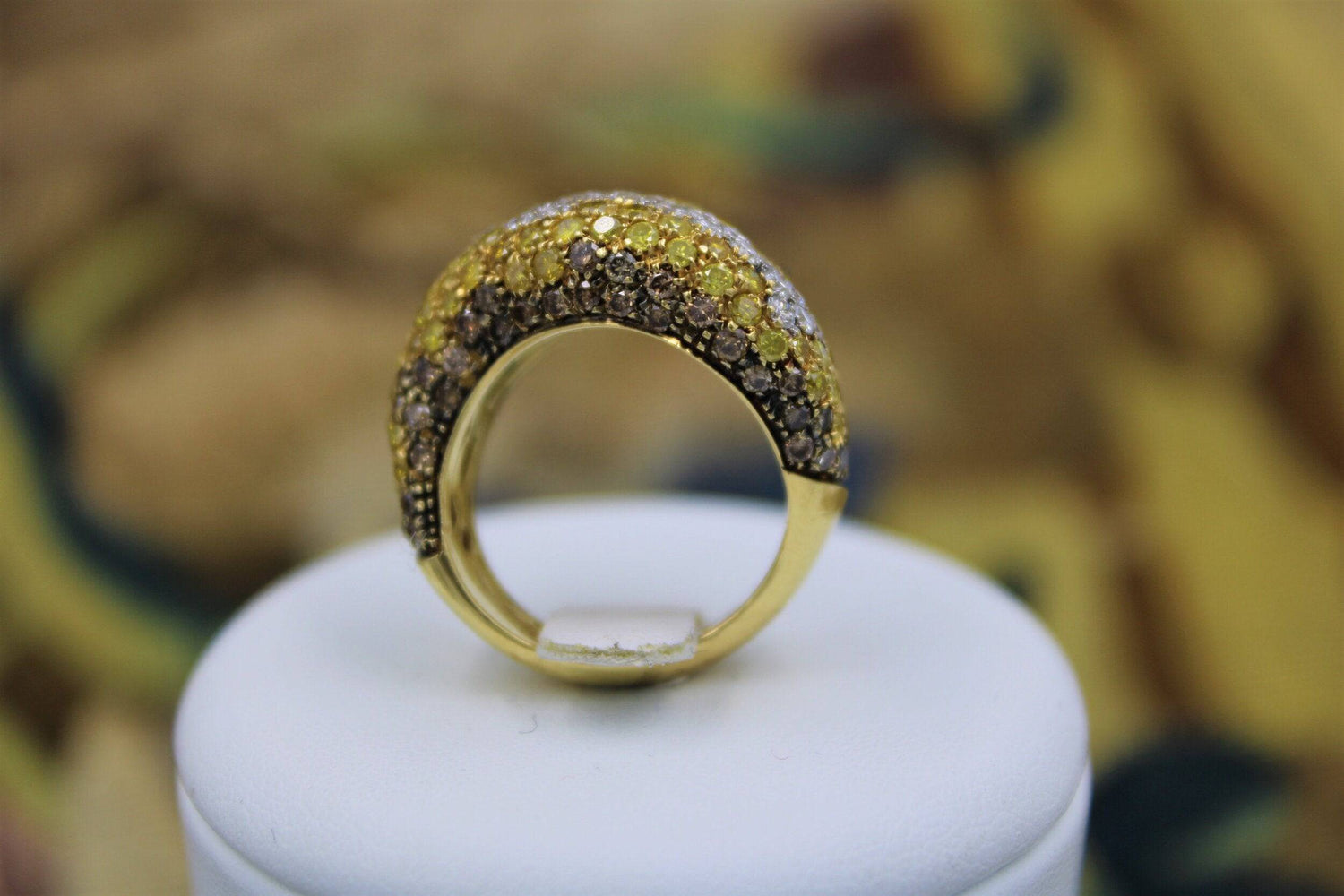 A very fine Valente Diamond White, Yellow & "Cognac" Diamond, "Wave" Dress Ring, Italian, Pre-owned - Robin Haydock Antiques