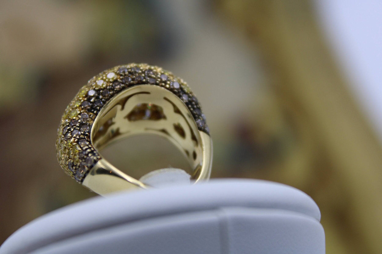 A very fine Valente Diamond White, Yellow & "Cognac" Diamond, "Wave" Dress Ring, Italian, Pre-owned - Robin Haydock Antiques