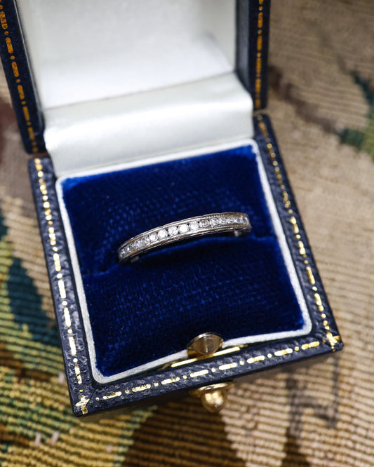 A very fine Platinum Engraved Diamond Eternity Ring Size K1/2 Circa 1930 - Robin Haydock Antique Jewellery