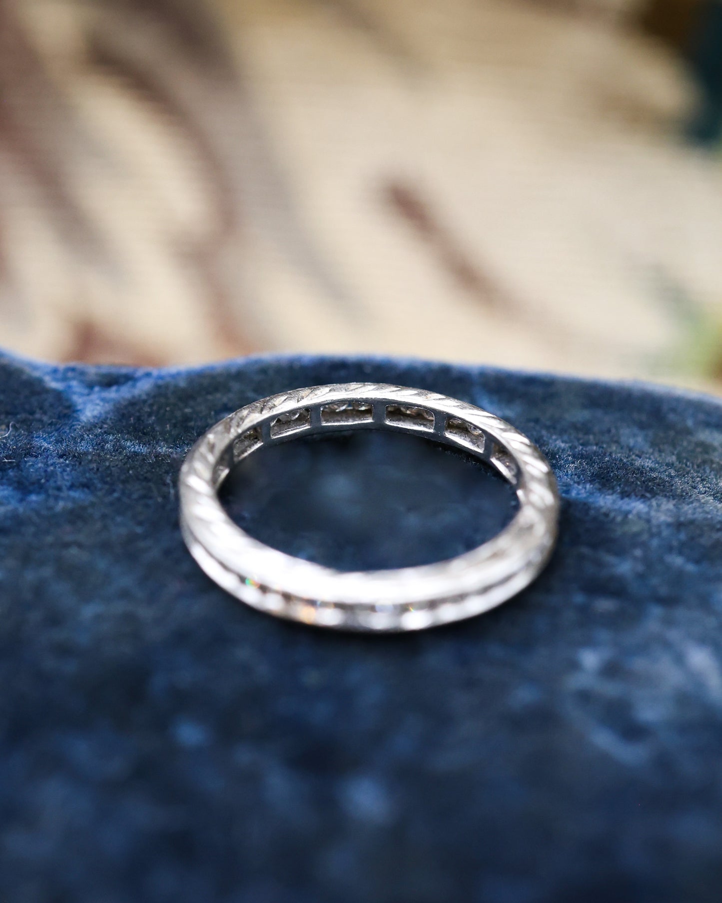 A very fine Platinum Engraved Diamond Eternity Ring Size K1/2 Circa 1930 - Robin Haydock Antique Jewellery