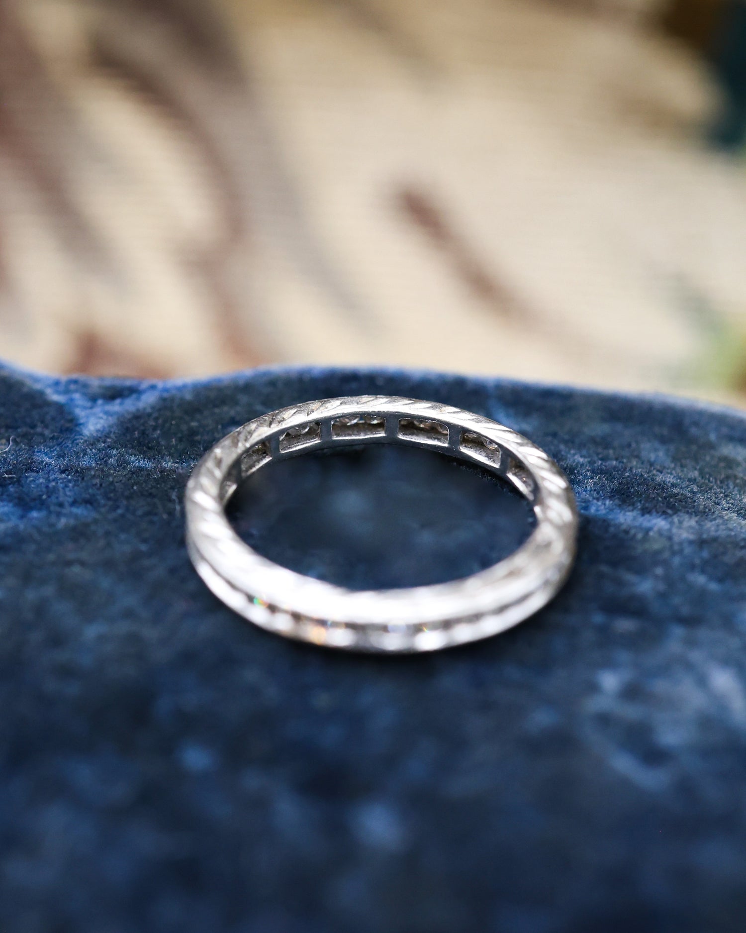 A very fine Platinum Engraved Diamond Eternity Ring Size K1/2 Circa 1930 - Robin Haydock Antique Jewellery