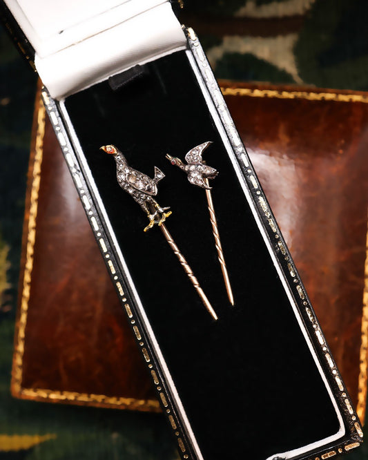 A fine pair of Antique Stick Pins Circa 1880-1900 - Robin Haydock Antique Jewellery