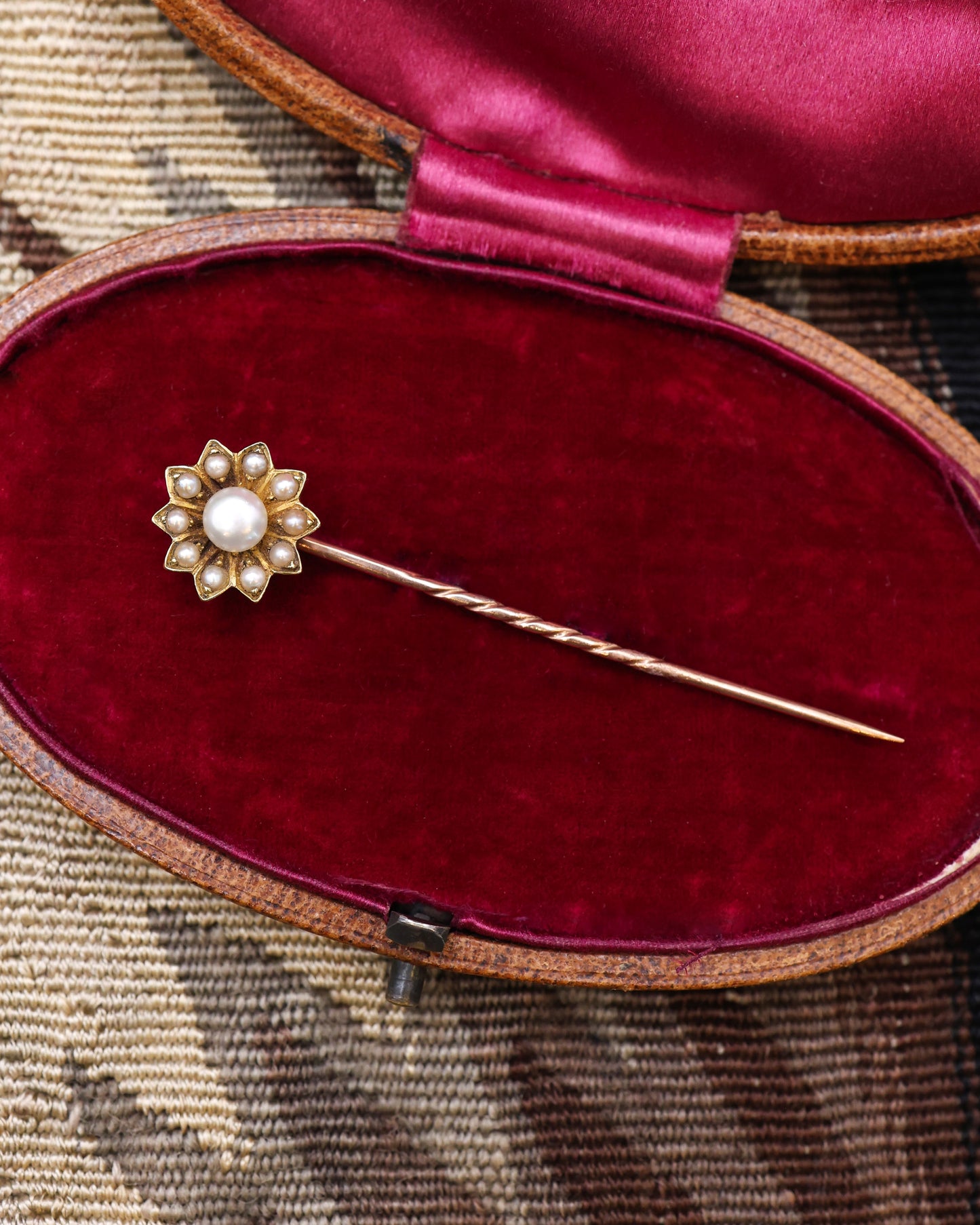 Pearl and Gold  Floral Pin Circa 1880 - Robin Haydock Antique Jewellery