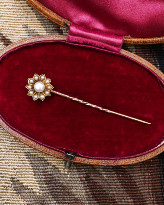 Pearl and Gold Floral Pin Circa 1880