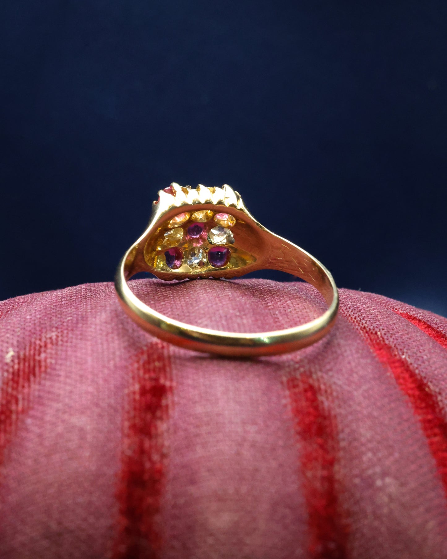 A very fine 18ct Yellow Gold Ruby & Diamond, Chequer Board Ring, Birmingham Hallmarks 1908