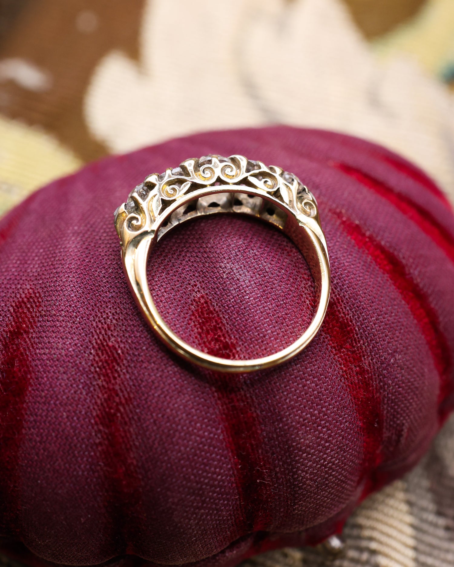 18ct Yellow Gold Five Stone Diamond Ring, English Circa 1890 - Robin Haydock Antique Jewellery