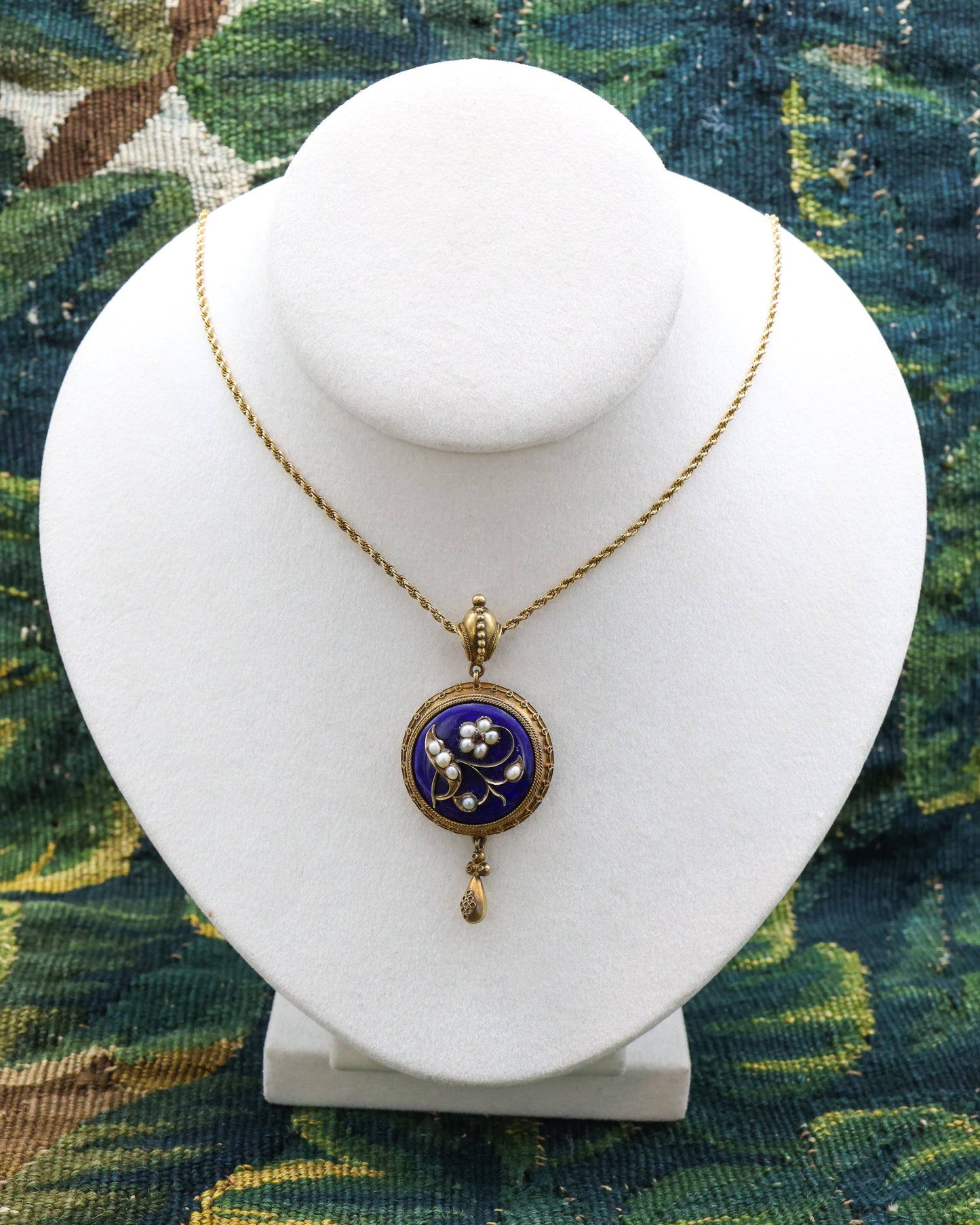 15ct Yellow Gold (Tested), Etruscan Revival, Enamel Pendent Circa 1870 - Robin Haydock Antique Jewellery