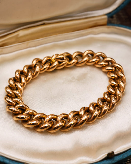 15ct Gold Chunky Curb Link Bracelet, Circa 1910