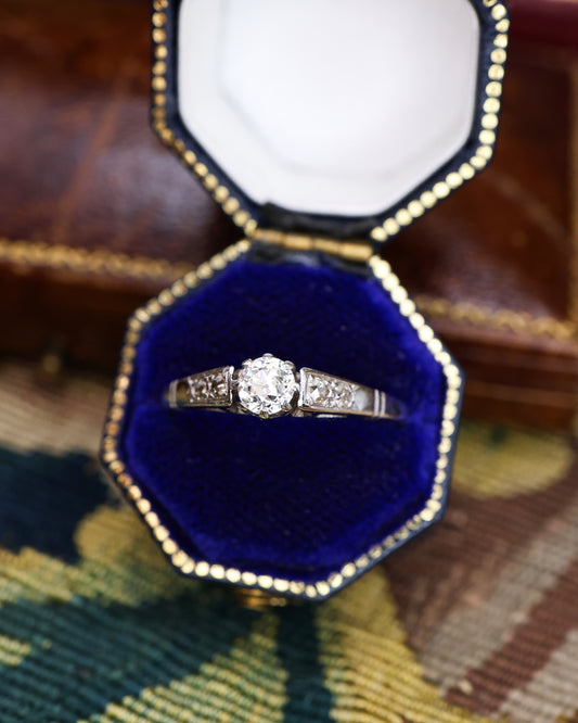 18ct White Gold & Platinum 0.35ct Diamond Solitaire Diamond Ring Circa 1935 - Robin Haydock Antique Jewellery