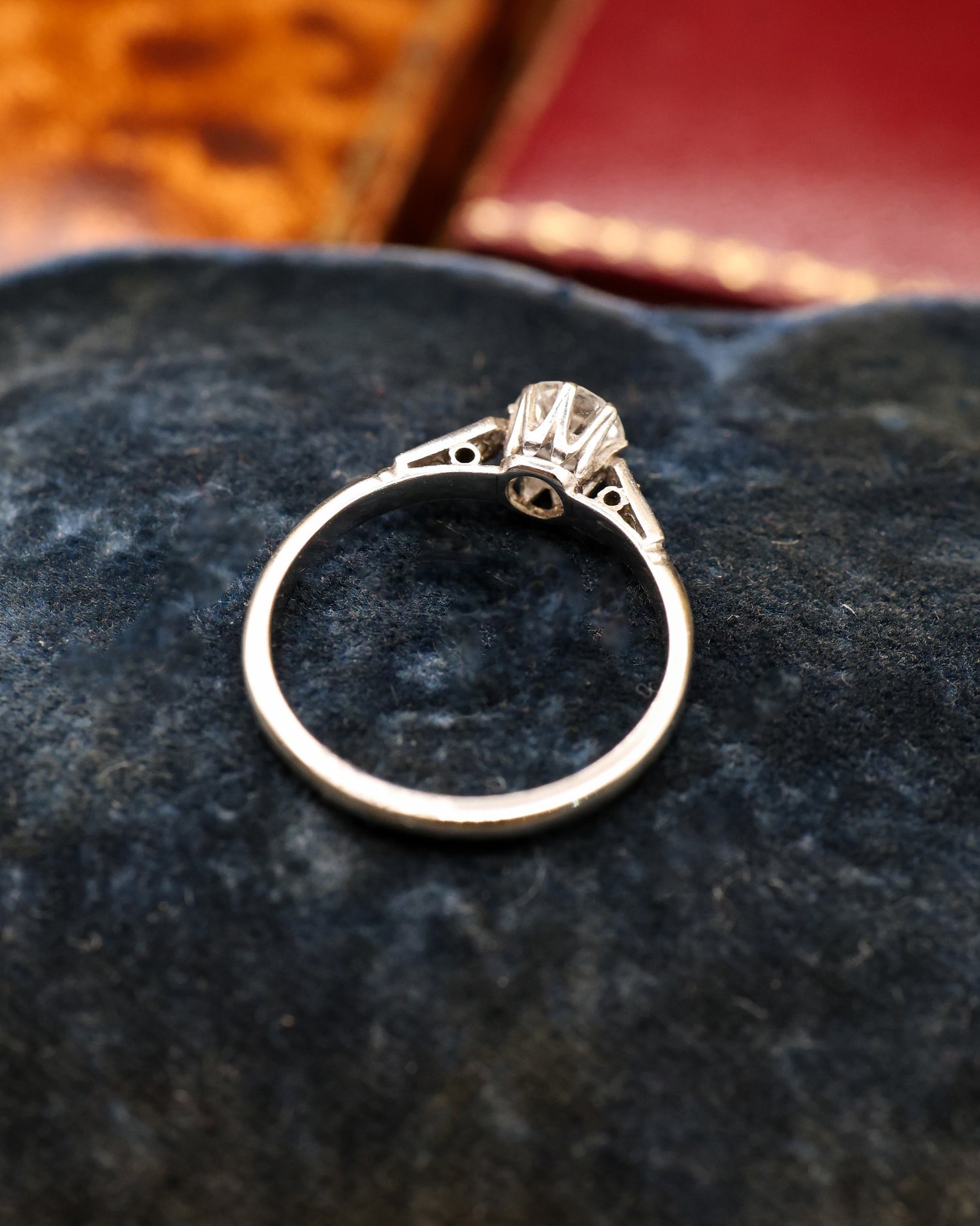 A very Fine 0.50 Carat, E Colour, VS1 Clarity Diamond Solitaire Ring, set in Platinum (stamped), with Diamond Set Shoulders. Circa  1950-1960 - Robin Haydock Antique Jewellery