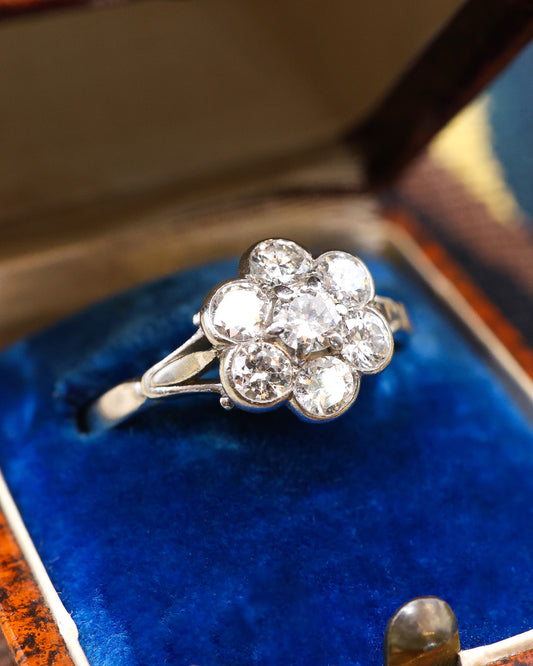 Platinum Diamond Floral Cluster Ring Circa 1930 - Robin Haydock Antique Jewellery