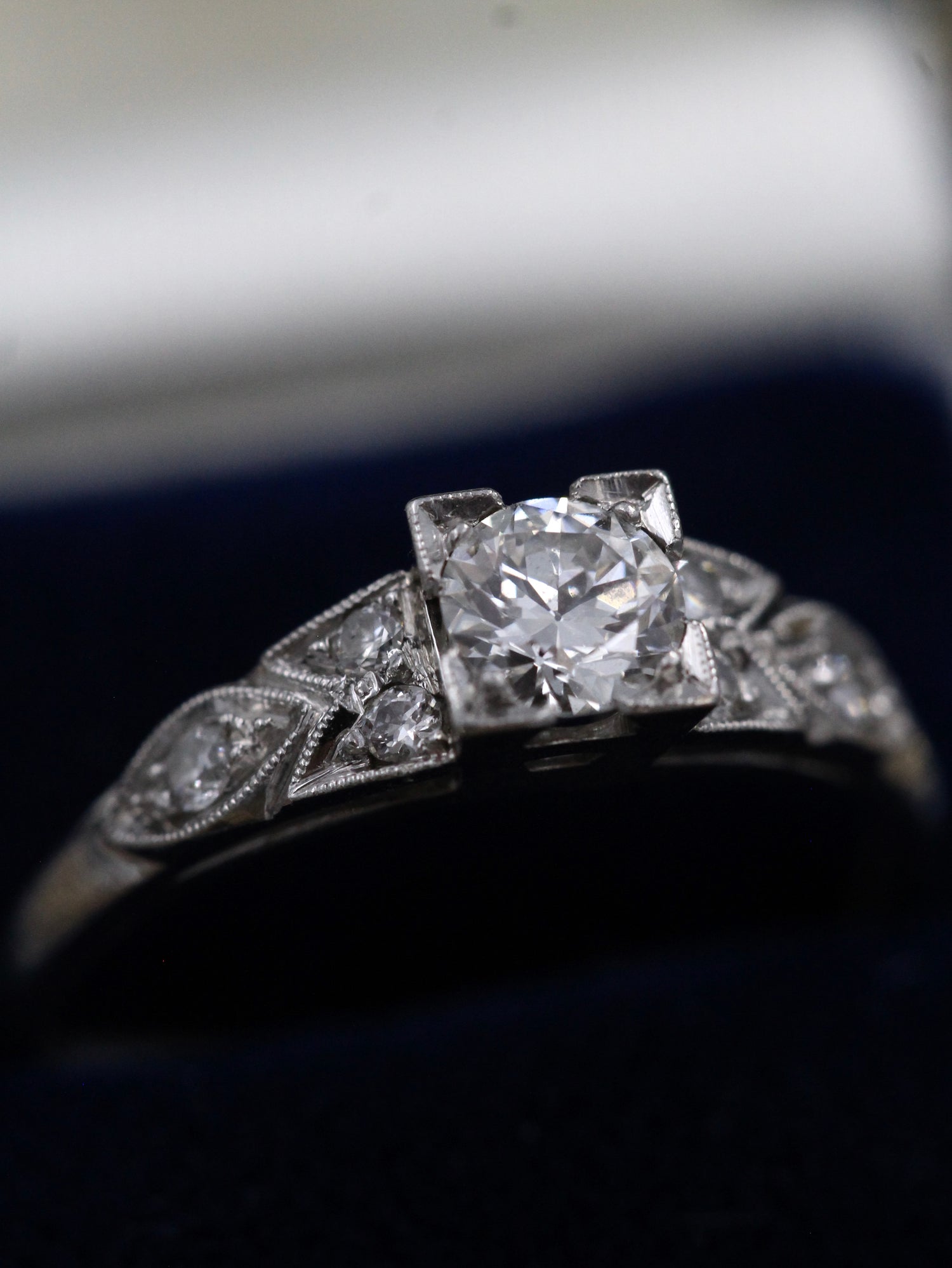 A finely worked Platinum, Iridium & Diamond Engagement Ring with matching "Quarter" Eternity Ring Circa 1935 - Robin Haydock Antiques