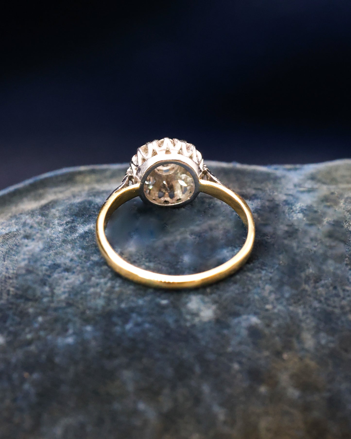 18ct Yellow Gold & Platinum 0.75ct Diamond Cluster Ring Circa 1940-1950