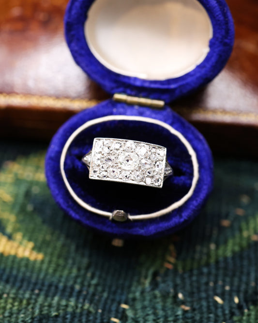 An Art Deco French Diamond Ring set in Platinum and 18ct White Gold, French, Circa 1930 - Robin Haydock Antique Jewellery