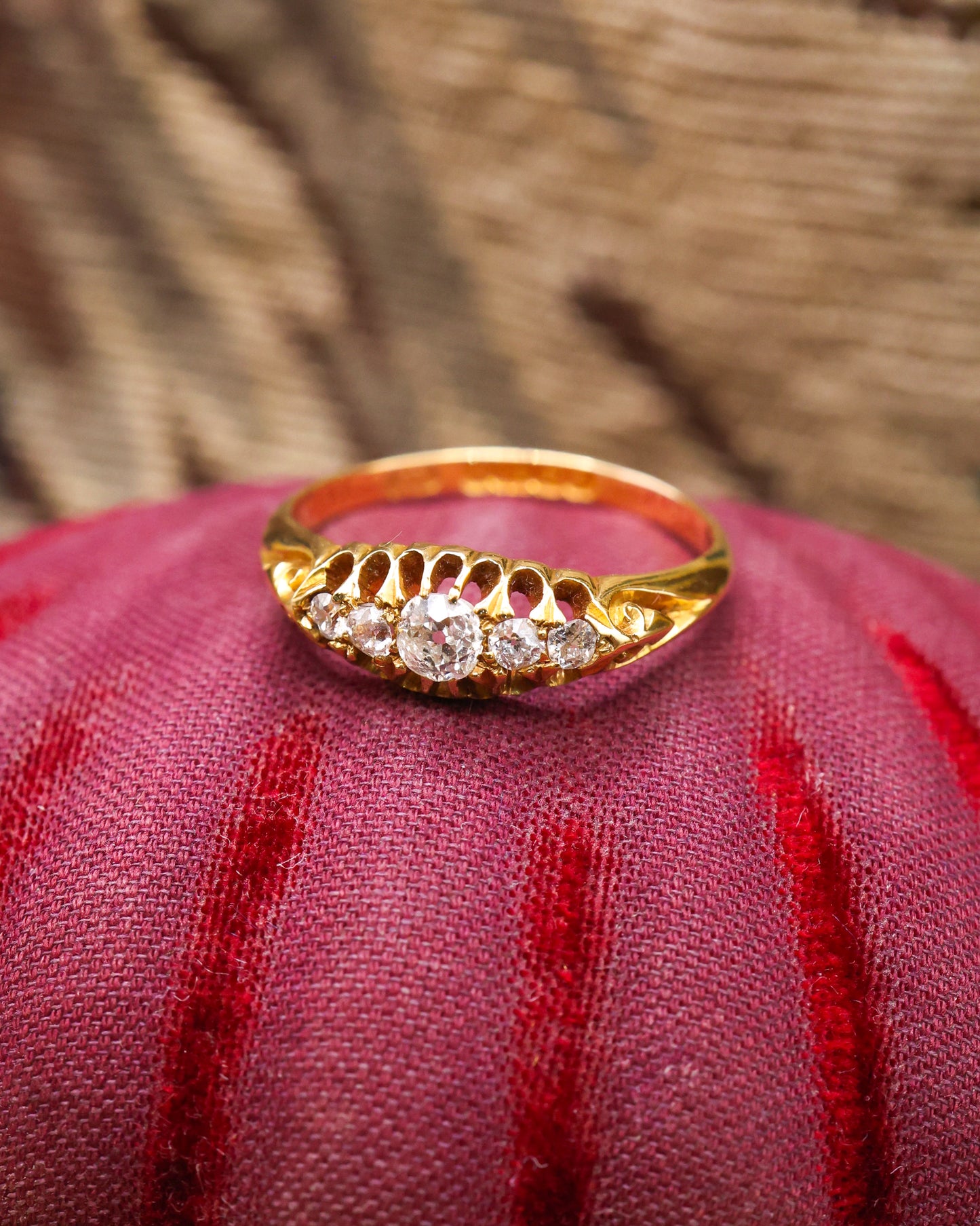 18ct Yellow Gold Diamond Five Stone Ring Circa 1900 - Robin Haydock Antique Jewellery
