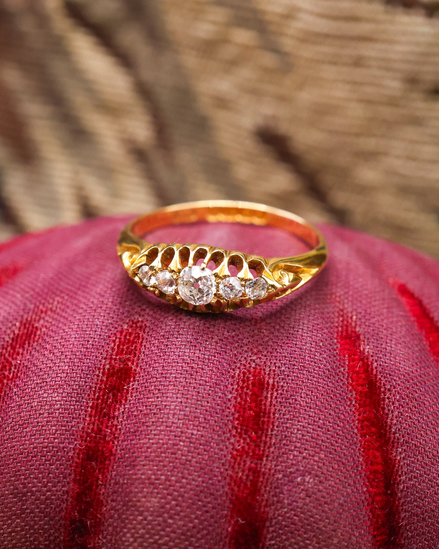 18ct Yellow Gold Diamond Five Stone Ring Circa 1900 - Robin Haydock Antique Jewellery