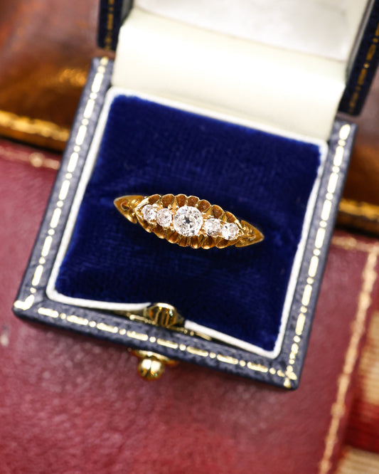 18ct Yellow Gold Diamond Five Stone Ring Circa 1900 - Robin Haydock Antique Jewellery