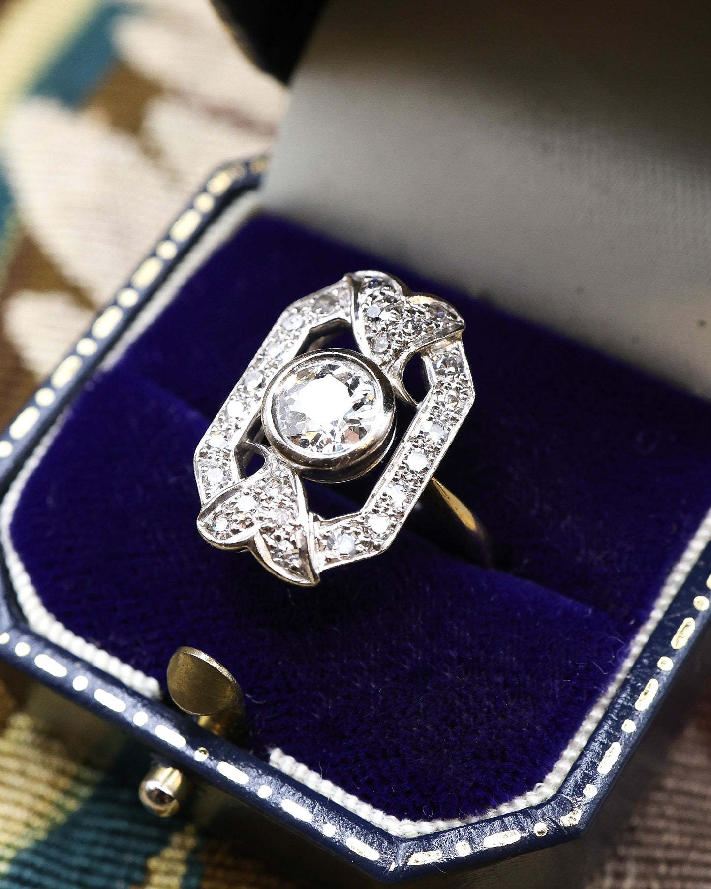 Diamond & 18 Carat Yellow & White Gold Art Deco Ring Circa 1930