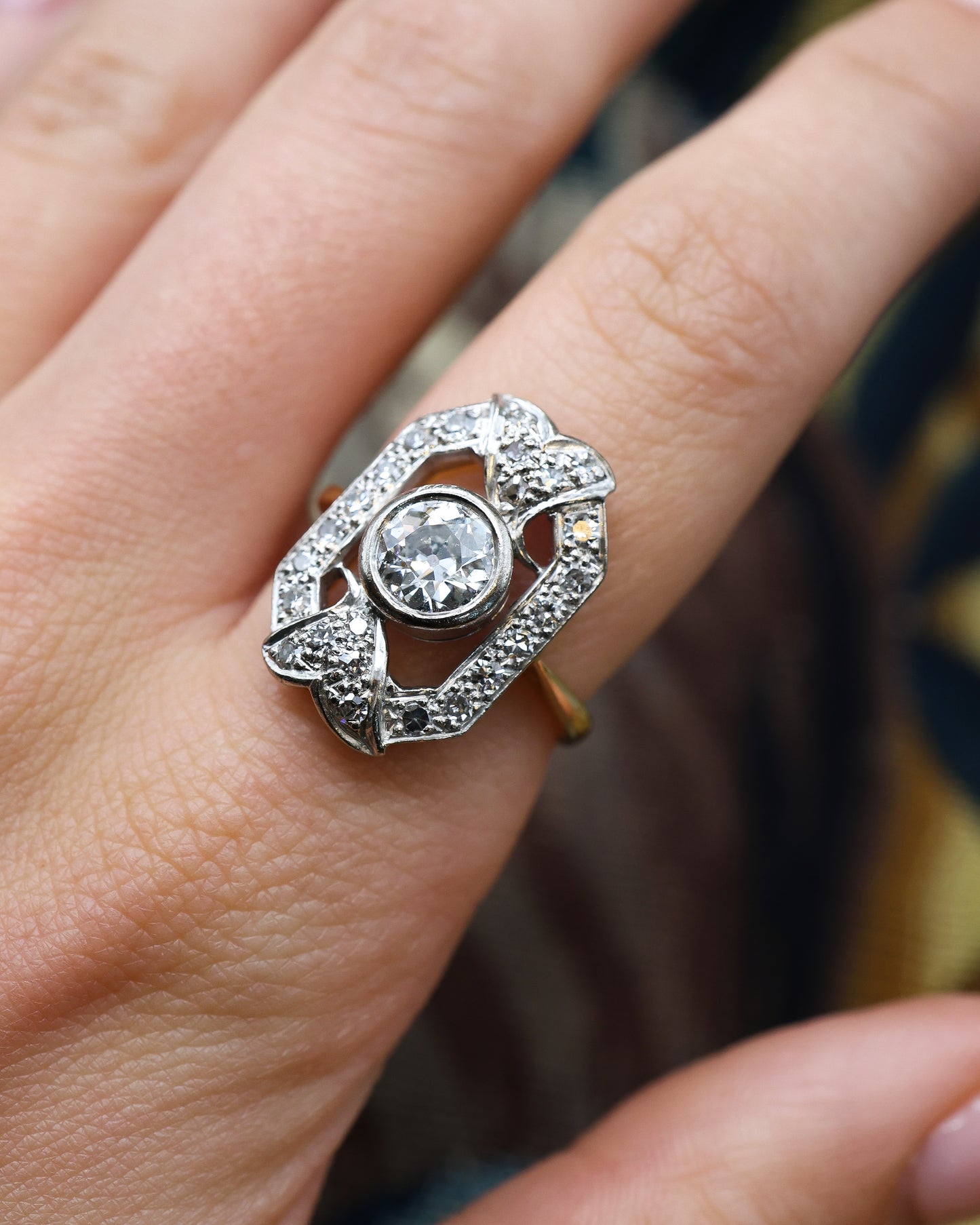 Diamond & 18 Carat Yellow & White Gold Art Deco Ring Circa 1930