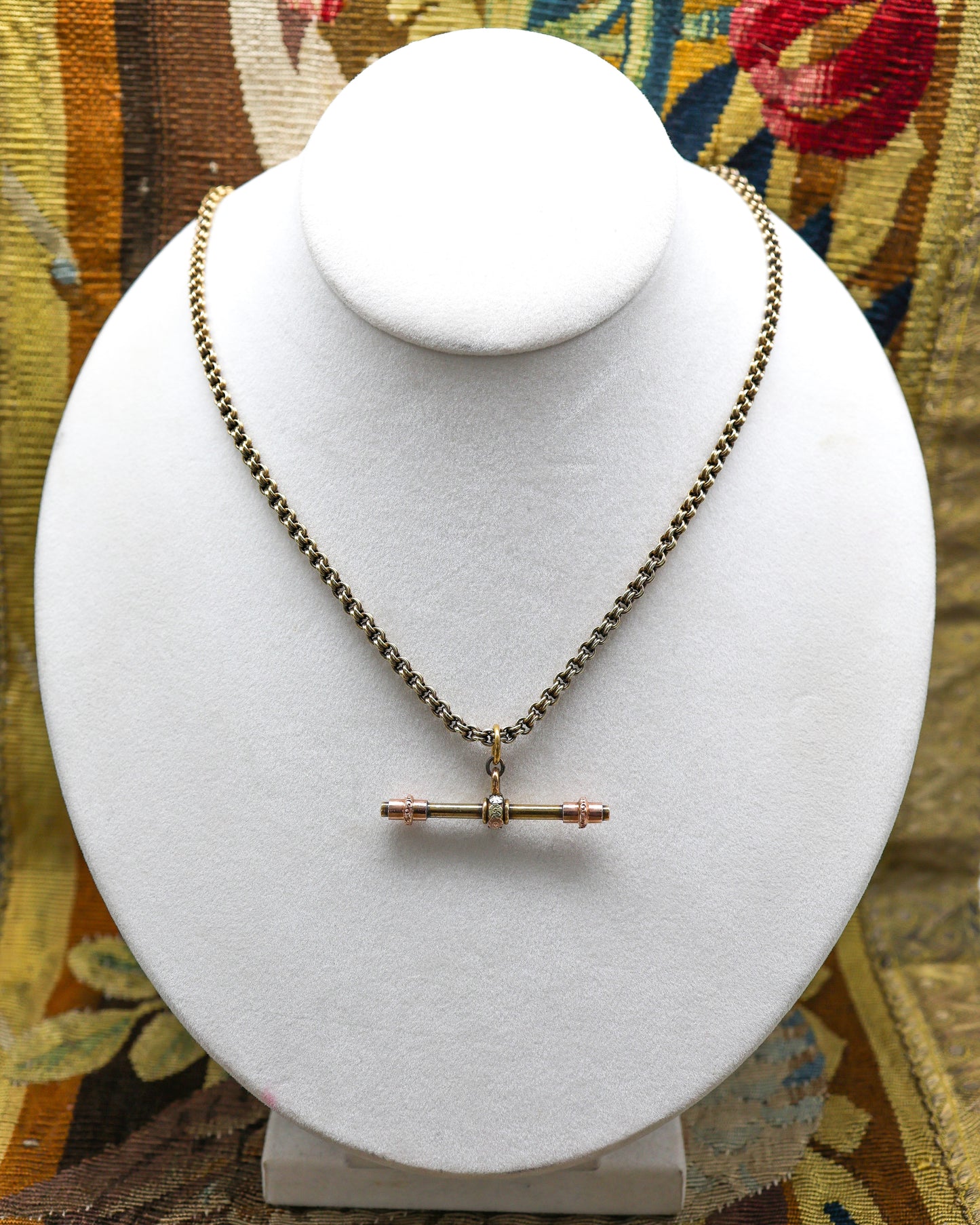 15ct Gold ( Tested ) T bar with Three Colour gold swivel centre. Circa 1880