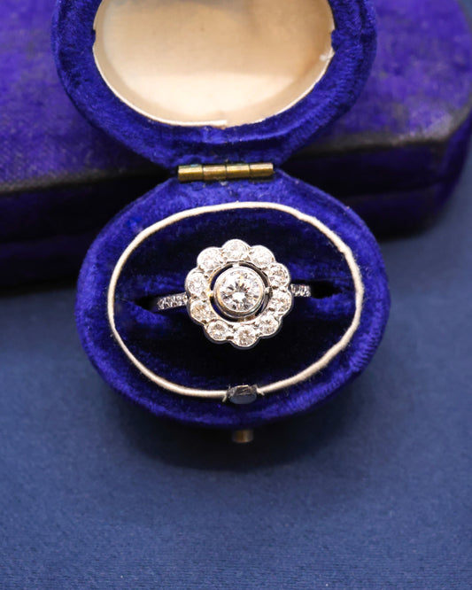 Diamond 'Halo' Cluster Ring Circa 1935 - 1955 - Robin Haydock Antique Jewellery