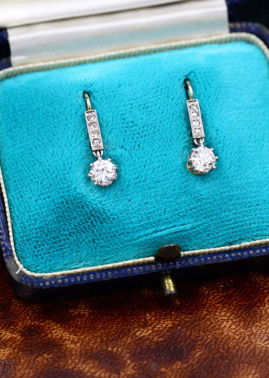 Antique Diamond drop earrings Circa 1930 - Robin Haydock Antiques