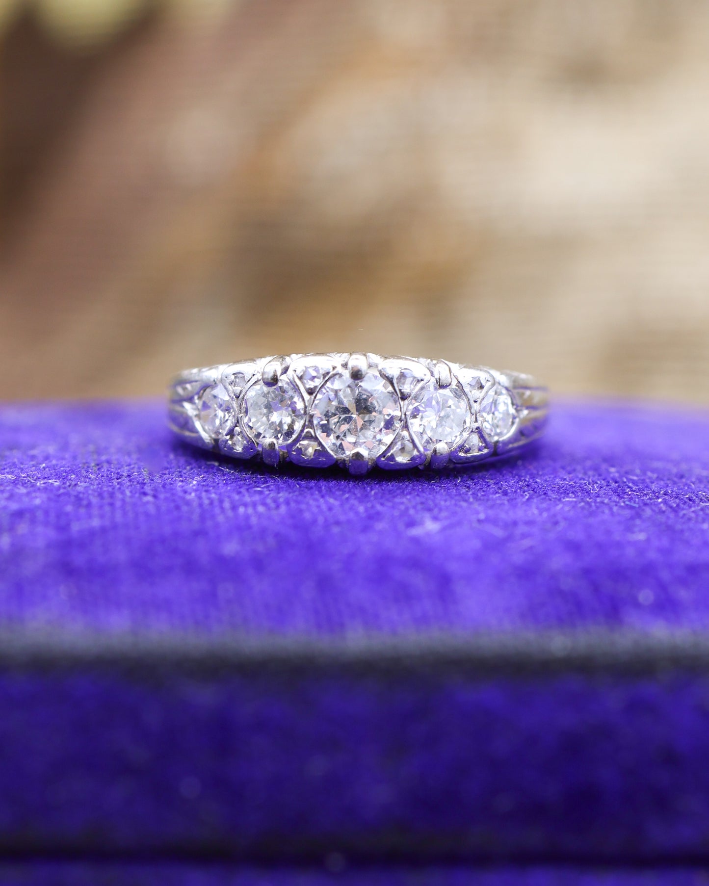 18ct White Gold Five Stone Diamond Ring Circa 1910-1920