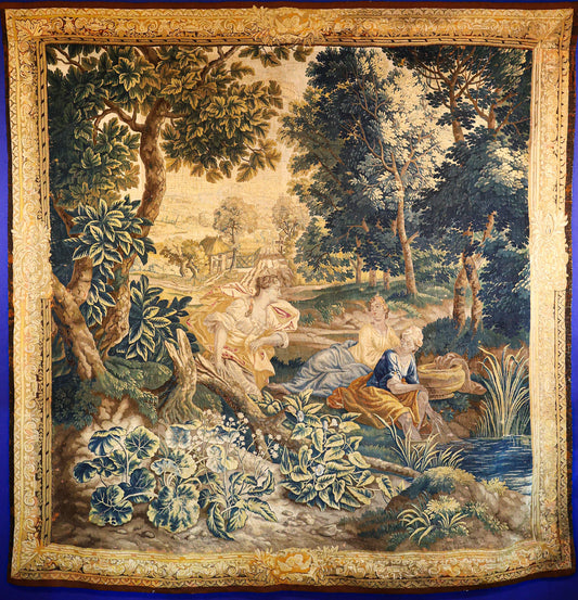 A very fine Antique Silk & Wool "Dames de Conversation" Oudenaarde Tapestry Circa 1740