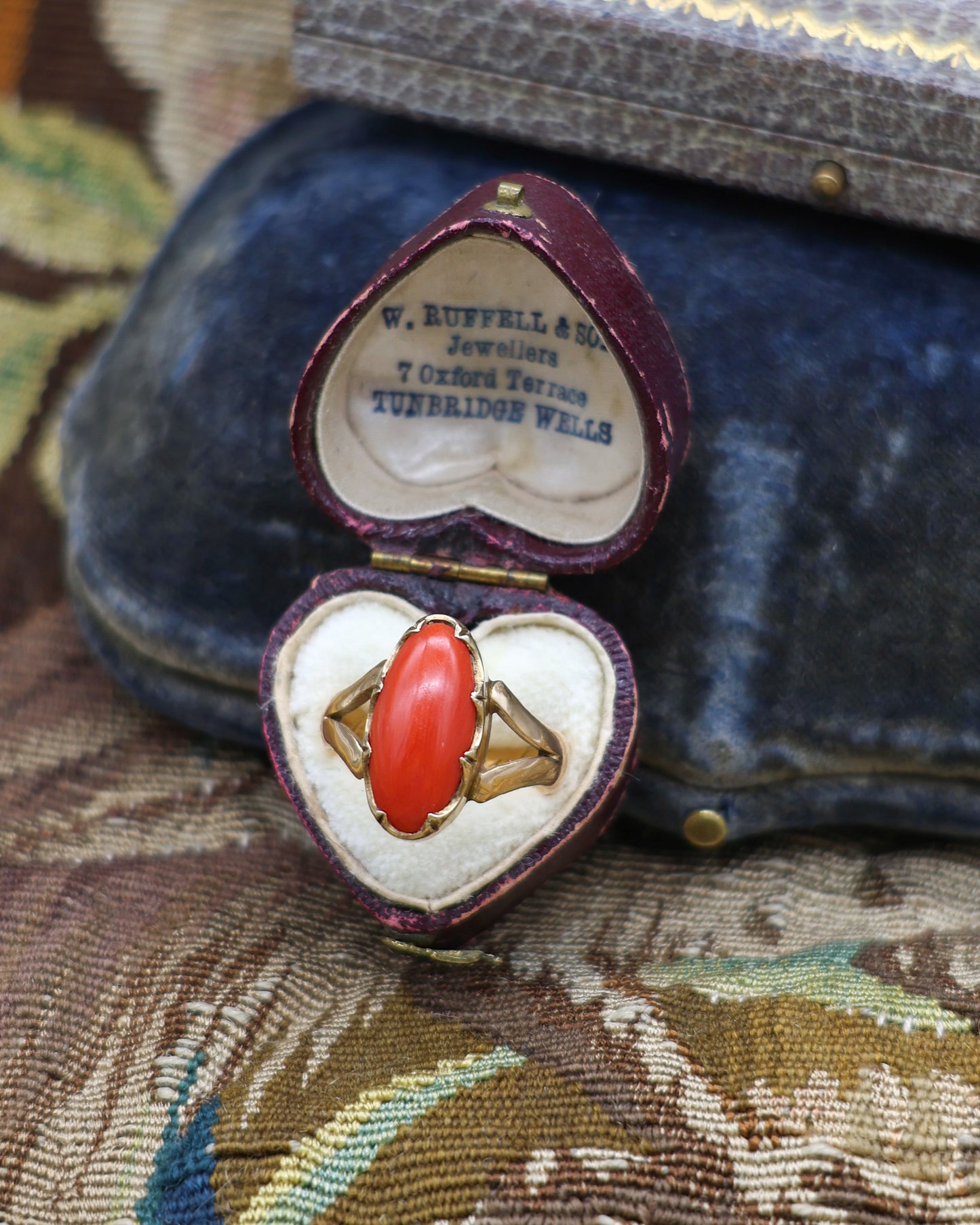 18 Ct. Yellow Gold (Tested) French (Marks) Coral ring  Circa 1900 - Robin Haydock Antique Jewellery