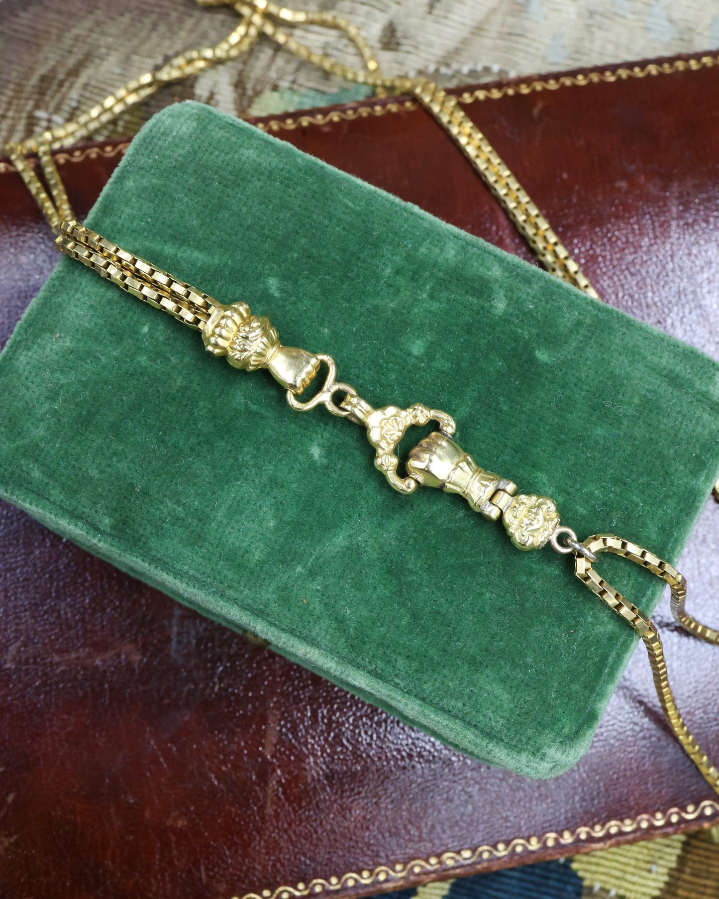 An exceptional example of a French (marked) 18ct Yellow Gold Double Slide Long Guard Chain Circa 1830
