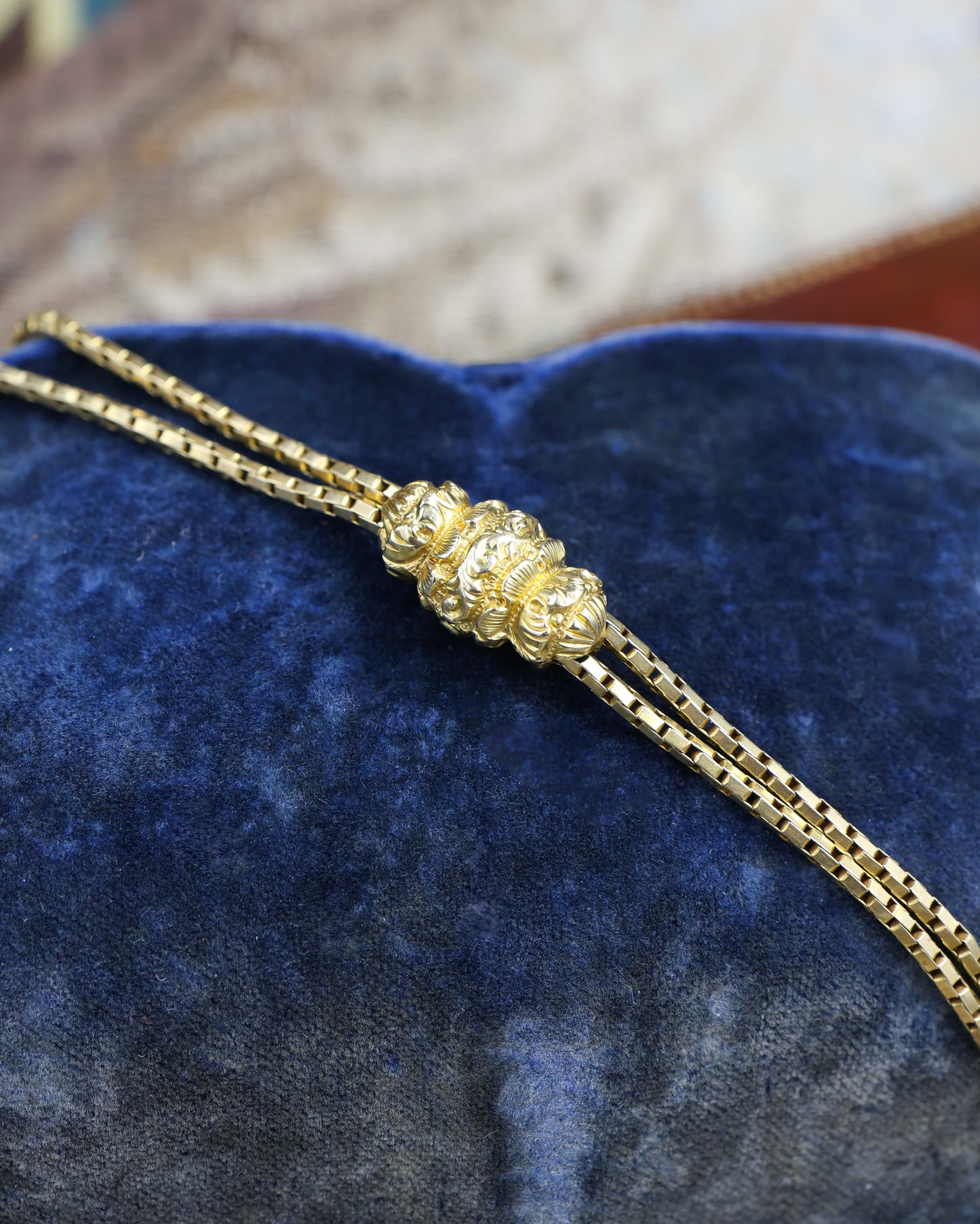 An exceptional example of a French (marked) 18ct Yellow Gold Double Slide Long Guard Chain Circa 1830