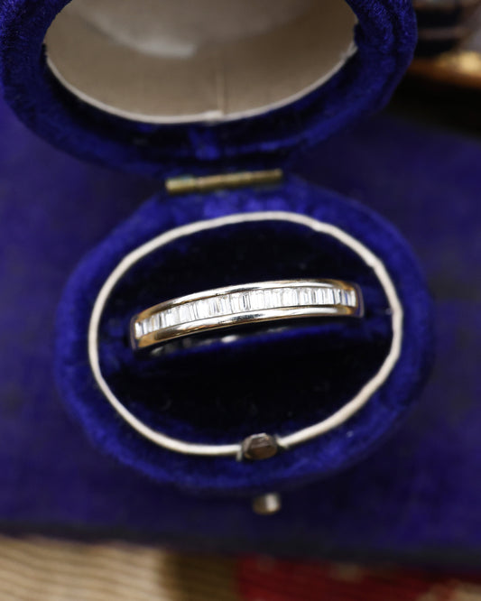 A very fine Platinum & Baguette Cut Diamond Half Eternity Ring. Preowned. - Robin Haydock Antique Jewellery