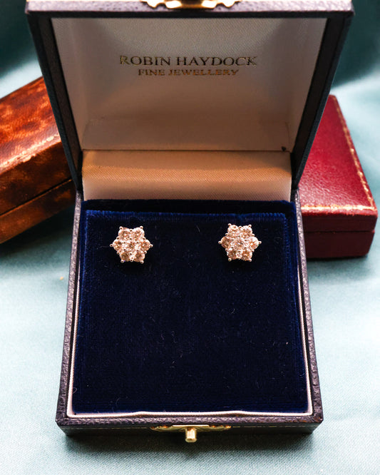18ct White Gold Diamond Earrings, English, Late 20th Century - Robin Haydock Antiques