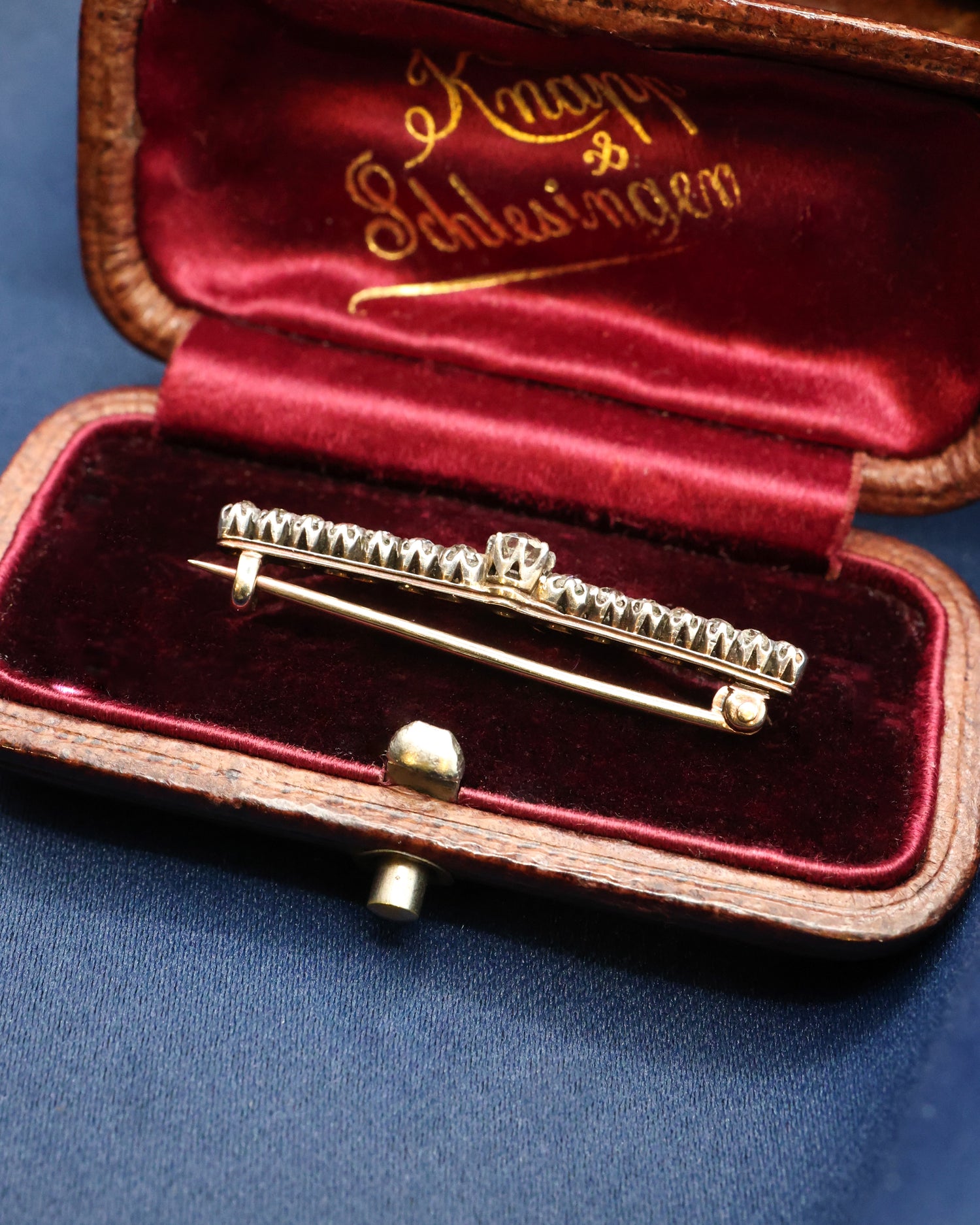 18ct Yellow Gold & Silver Victorian Diamond Bar Brooch Circa 1900 - Robin Haydock Antique Jewellery