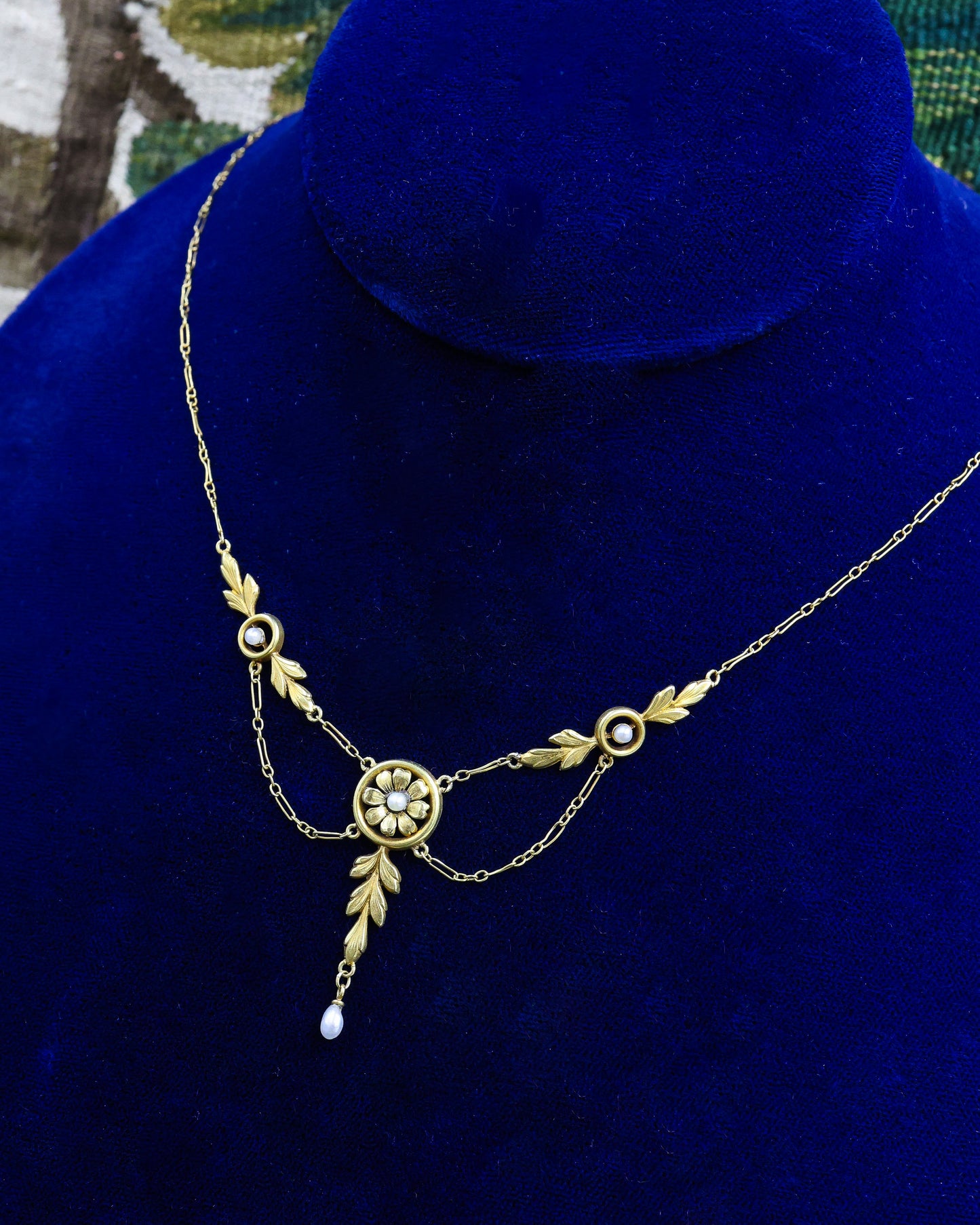 A very fine 18ct Yellow Gold & Seed Pearl Belle Époque Necklace, French marks. Circa 1900 - Robin Haydock Antique Jewellery