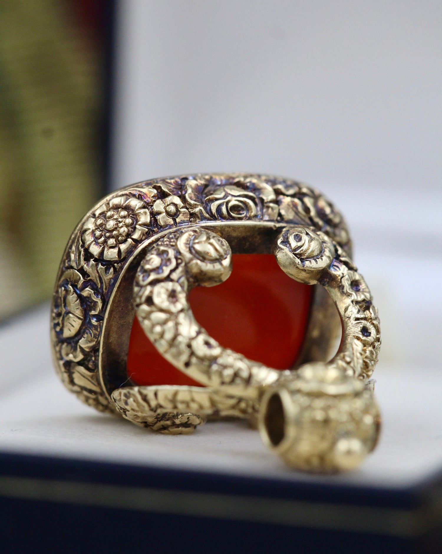 A very fine High Carat Yellow Gold (tested) seal set with a Carnelian Intaglio. English C1830 - Robin Haydock Antiques