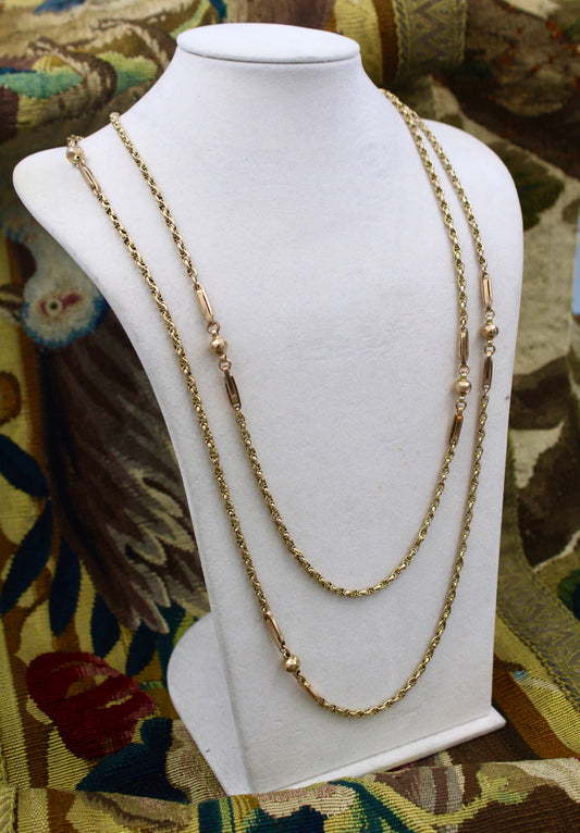A very fine 9 carat Yellow Gold Long Guard Chain. English Circa 1890. - Robin Haydock Antiques