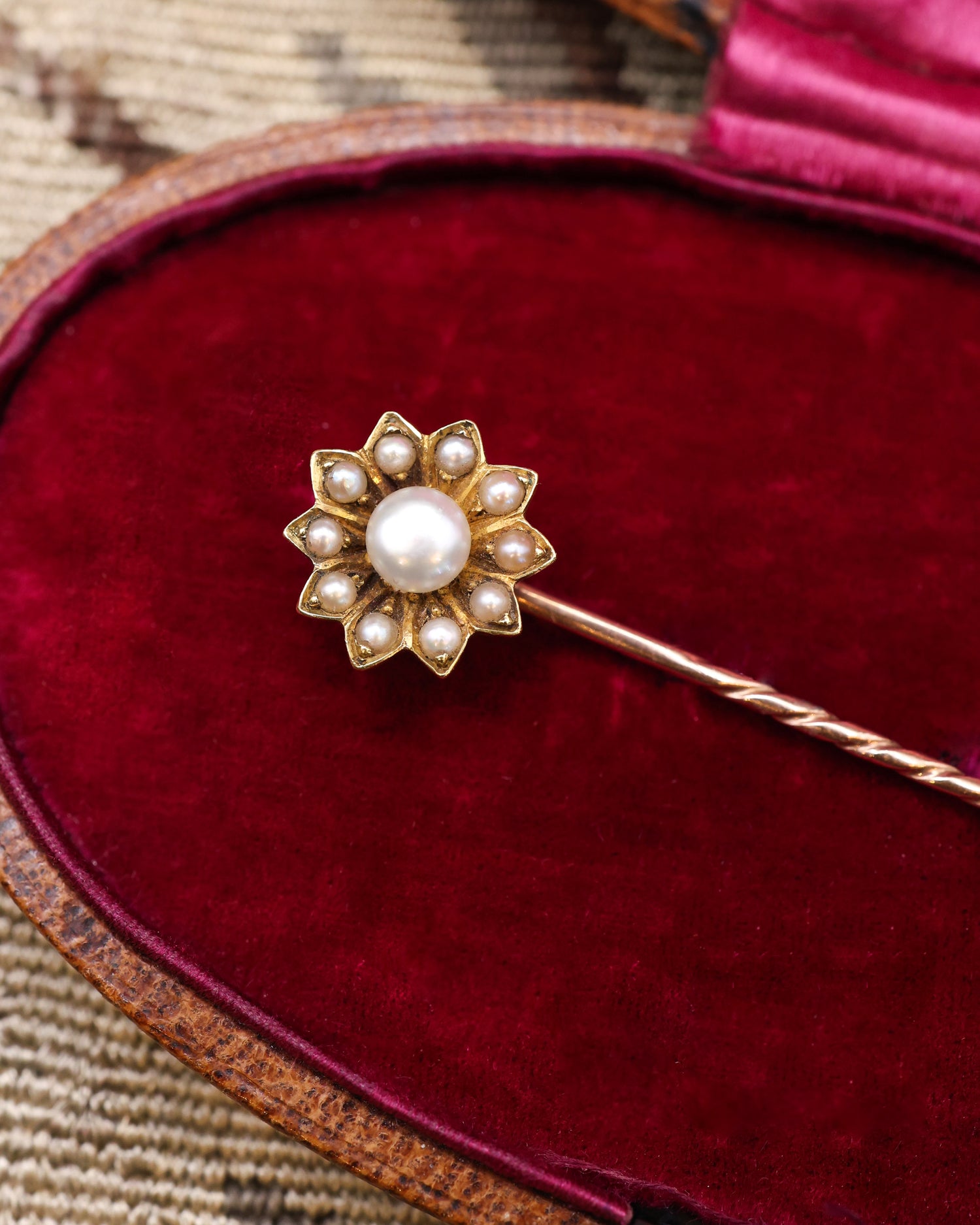 Pearl and Gold  Floral Pin Circa 1880 - Robin Haydock Antique Jewellery