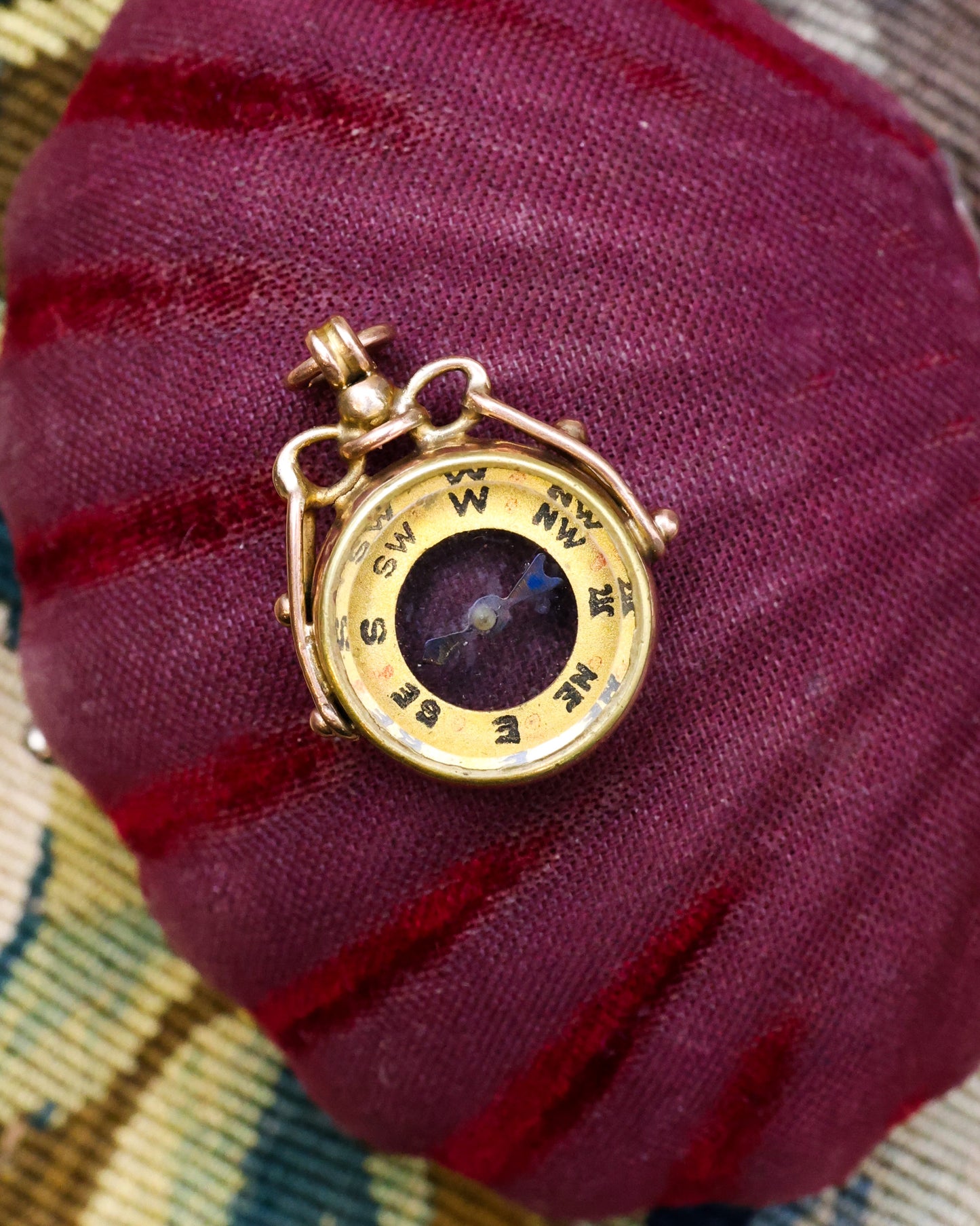 A very fine 9 Carat Yellow Gold, double sided Compass, with an open Gold work articulated bail. Always find your way home. Chester Hallmarks on Yellow Gold, date marks for 1928