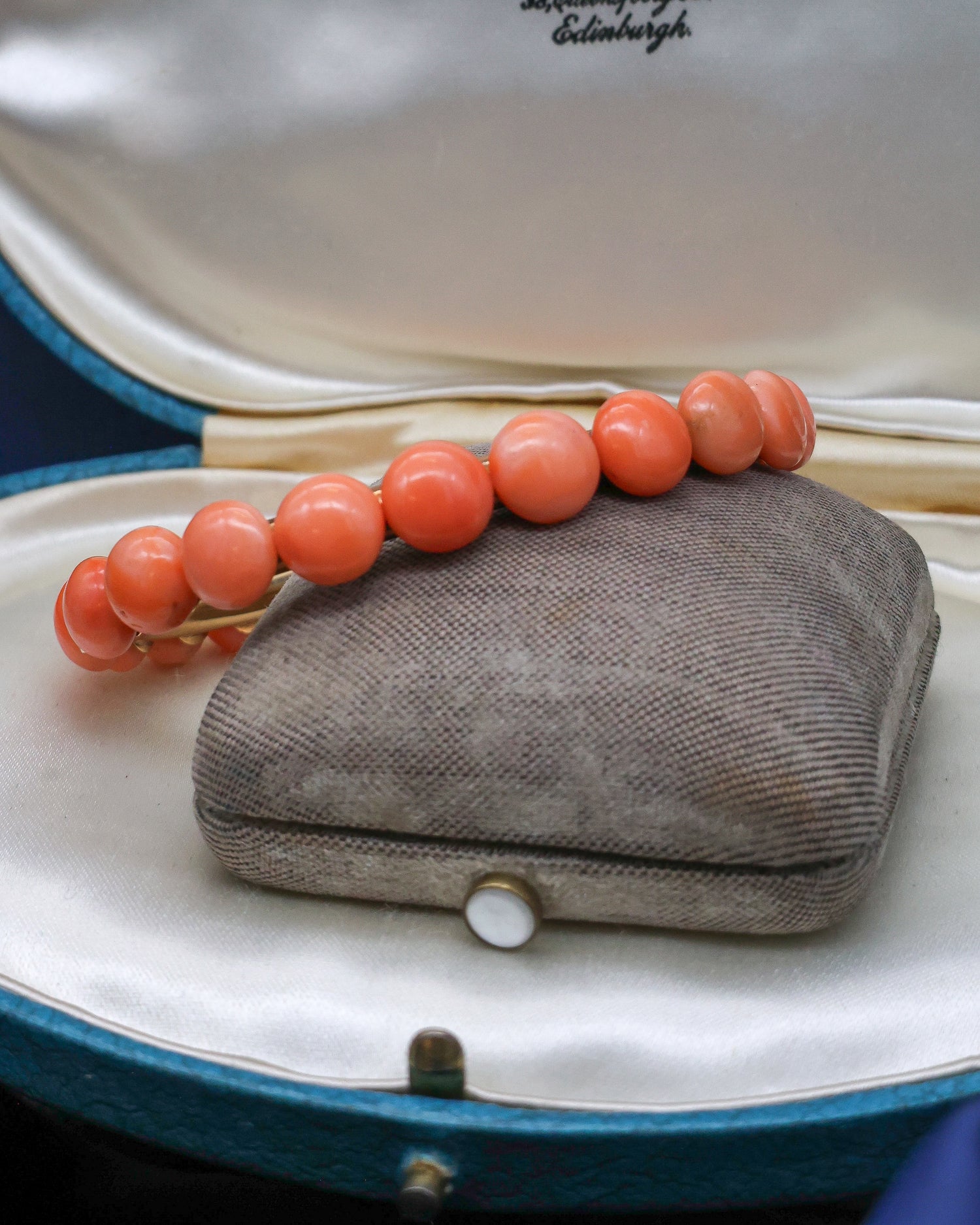 An exquisite Coral Bangle with double hinge in High Carat Yellow Gold, Circa 1910 - Robin Haydock Antique Jewellery