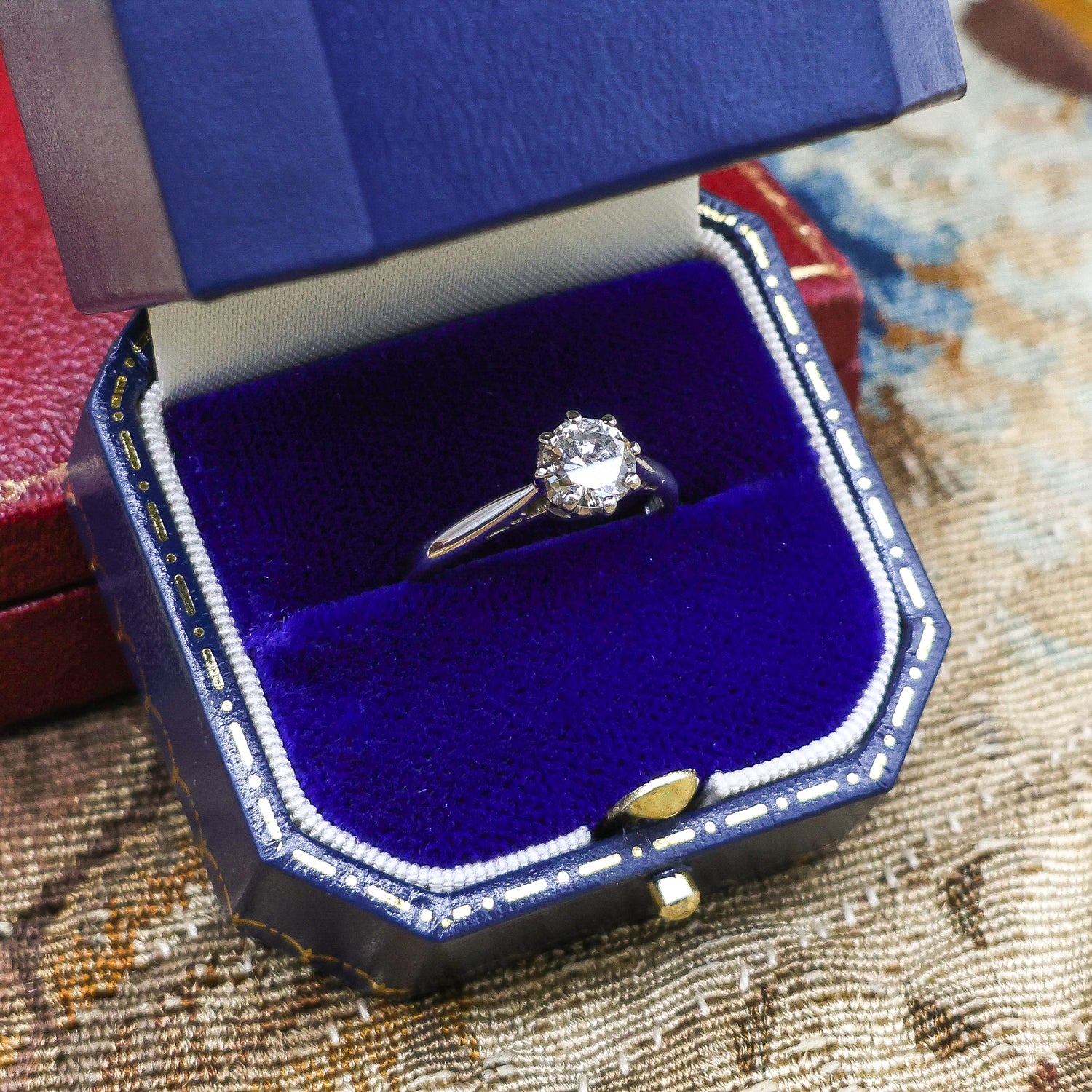 A very fine Asprey's Diamond Solitaire Engagement Ring set in 18ct White Gold, English, Circa 1980 - Robin Haydock Antique Jewellery